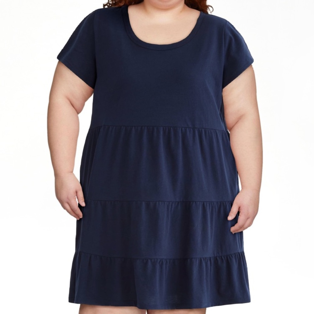 Time and Tru NEW XXXL 22 Navy Blue Casual Short Sleeve Mini Dress